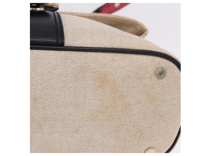 Bulgari Borsa a Mano BVLGARI Canvas 2way Beige Tono Oro Auth 202121A - vista 7