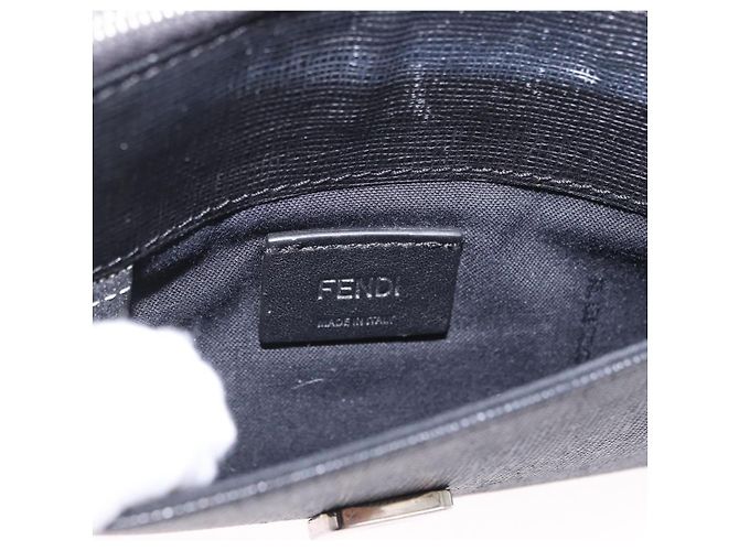 Borsa a tracolla con catena FENDI in pelle nera e argento 8M0346 Auth 202140 Nero - vista 10
