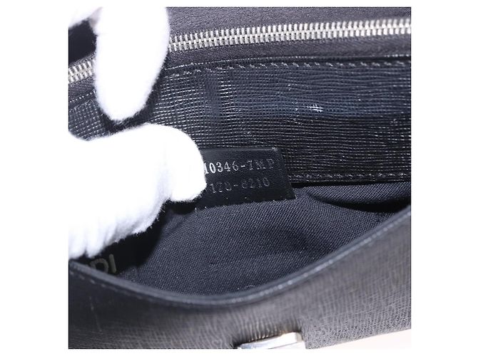 Borsa a tracolla con catena FENDI in pelle nera e argento 8M0346 Auth 202140 Nero - vista 12