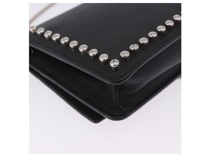 Borsa a tracolla con catena FENDI in pelle nera e argento 8M0346 Auth 202140 Nero - vista 16