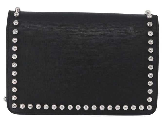 Borsa a tracolla con catena FENDI in pelle nera e argento 8M0346 Auth 202140 Nero - vista 2