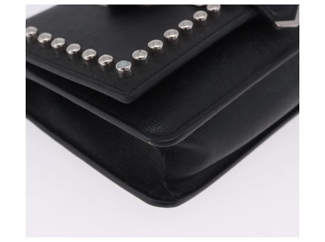 Borsa a tracolla con catena FENDI in pelle nera e argento 8M0346 Auth 202140 Nero - vista 8