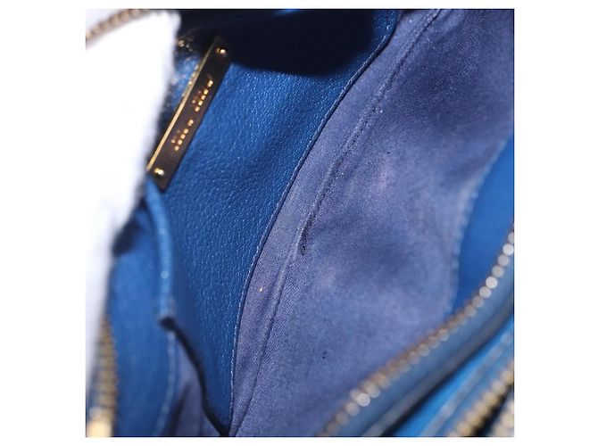 Borsa a tracolla Miu Miu in pelle blu e oro Auth 200087A D'oro - vista 11