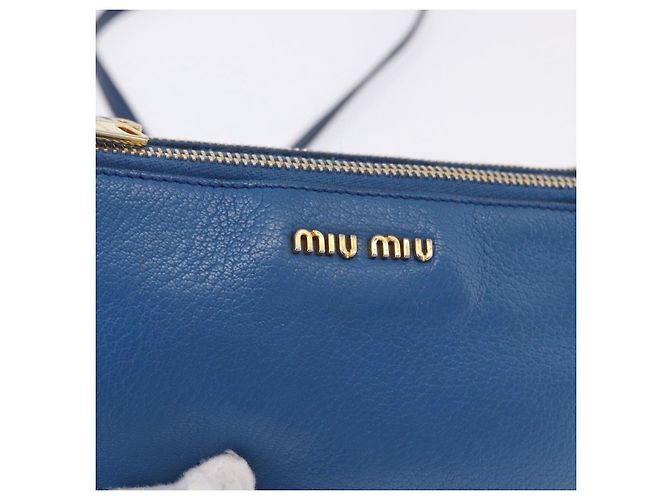 Borsa a tracolla Miu Miu in pelle blu e oro Auth 200087A D'oro - vista 17