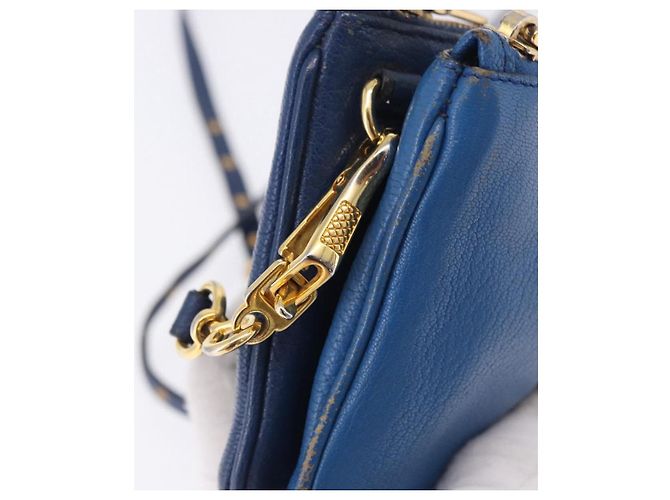 Borsa a tracolla Miu Miu in pelle blu e oro Auth 200087A D'oro - vista 18