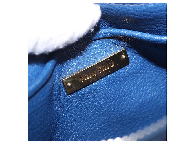 Borsa a tracolla Miu Miu in pelle blu e oro Auth 200087A D'oro - vista 19