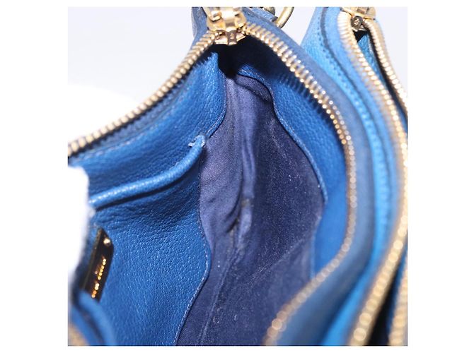 Borsa a tracolla Miu Miu in pelle blu e oro Auth 200087A D'oro - vista 20