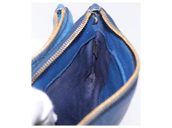 Borsa a tracolla Miu Miu in pelle blu e oro Auth 200087A D'oro - vista 21