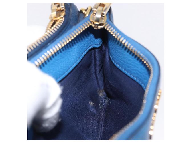 Borsa a tracolla Miu Miu in pelle blu e oro Auth 200087A D'oro - vista 24