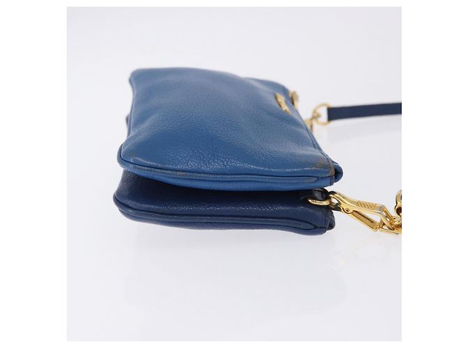 Borsa a tracolla Miu Miu in pelle blu e oro Auth 200087A D'oro - vista 3