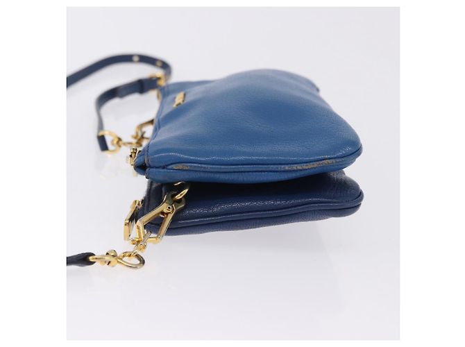 Borsa a tracolla Miu Miu in pelle blu e oro Auth 200087A D'oro - vista 4