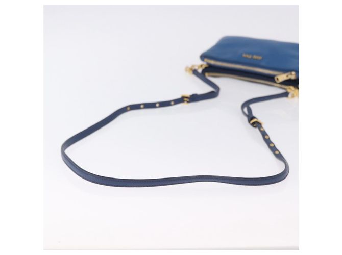 Borsa a tracolla Miu Miu in pelle blu e oro Auth 200087A D'oro - vista 7