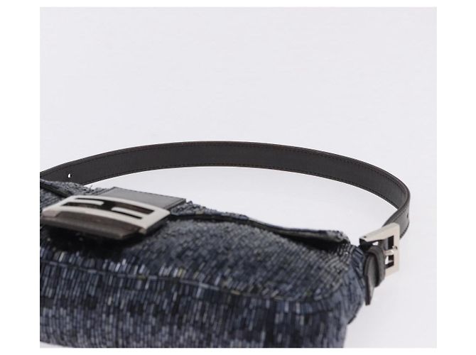 Borsa a tracolla FENDI Mamma Baguette perline Navy Silver Auth yk20785SAM Argento Blu navy - vista 14