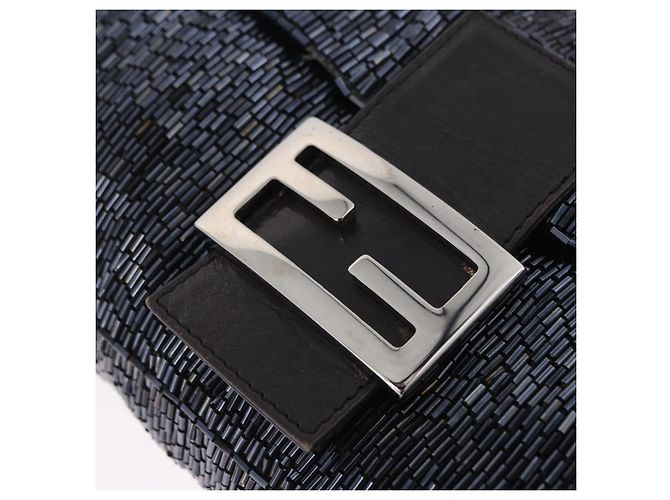Borsa a tracolla FENDI Mamma Baguette perline Navy Silver Auth yk20785SAM Argento Blu navy - vista 20