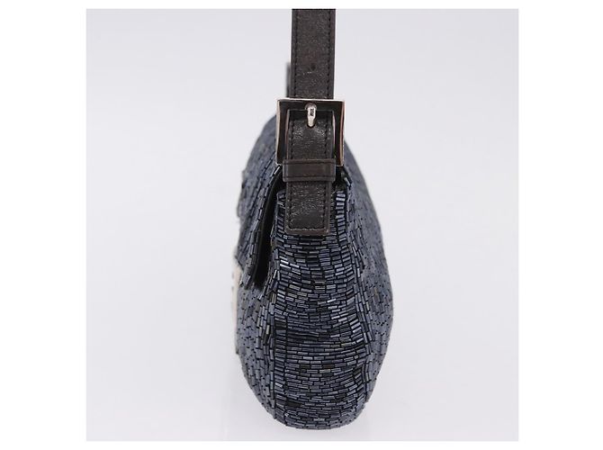 Borsa a tracolla FENDI Mamma Baguette perline Navy Silver Auth yk20785SAM Argento Blu navy - vista 3