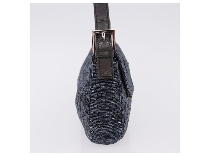 Borsa a tracolla FENDI Mamma Baguette perline Navy Silver Auth yk20785SAM Argento Blu navy - vista 4