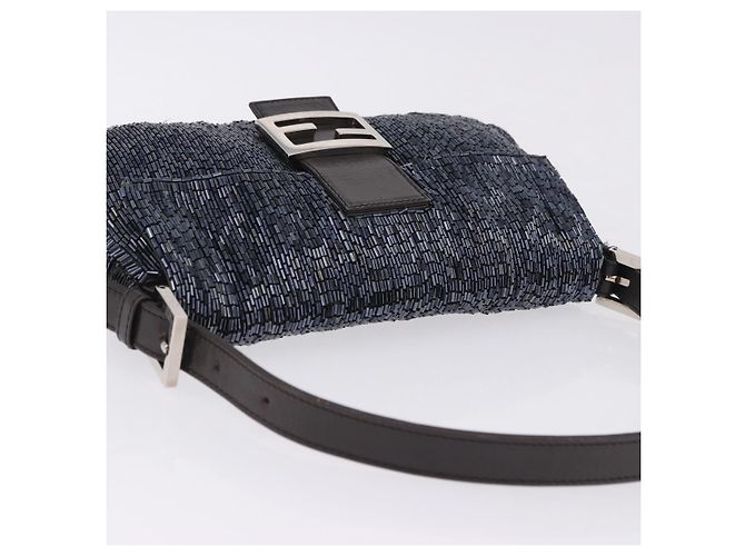 Borsa a tracolla FENDI Mamma Baguette perline Navy Silver Auth yk20785SAM Argento Blu navy - vista 6