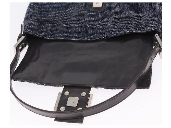 Borsa a tracolla FENDI Mamma Baguette perline Navy Silver Auth yk20785SAM Argento Blu navy - vista 8