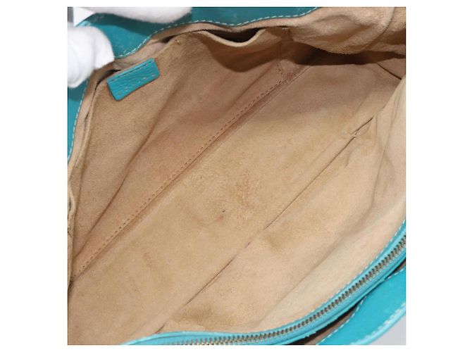 Céline CELINE Boogie Bag Leather Light Blue Gold Auth hk4041 D'oro Blu chiaro - vista 11