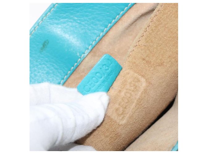 Céline CELINE Boogie Bag Leather Light Blue Gold Auth hk4041 D'oro Blu chiaro - vista 12
