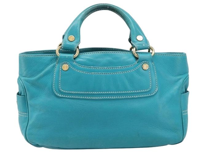 Céline CELINE Boogie Bag Leather Light Blue Gold Auth hk4041 D'oro Blu chiaro - vista 13