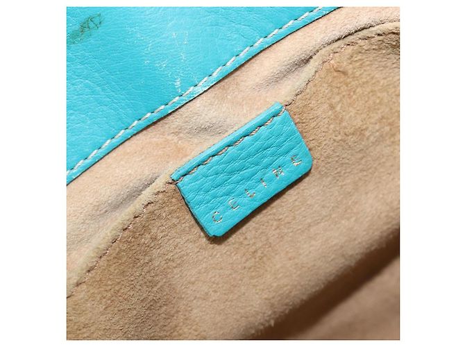 Céline CELINE Boogie Bag Leather Light Blue Gold Auth hk4041 D'oro Blu chiaro - vista 19