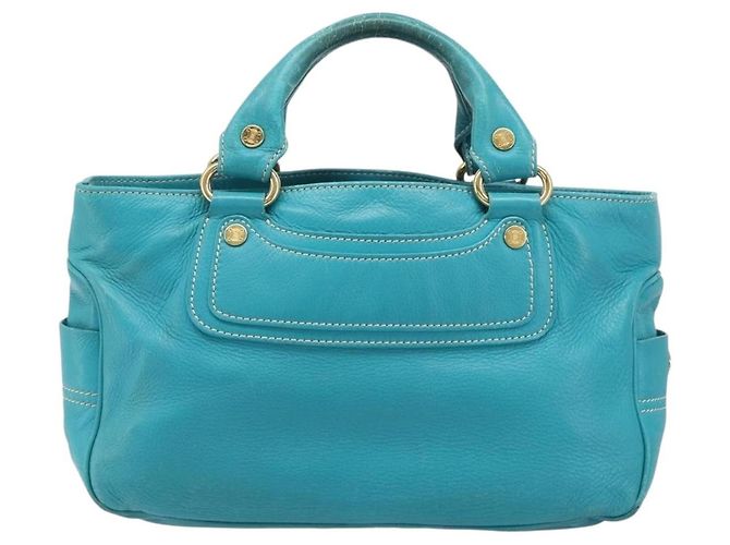 Céline CELINE Boogie Bag Leather Light Blue Gold Auth hk4041 D'oro Blu chiaro - vista 2
