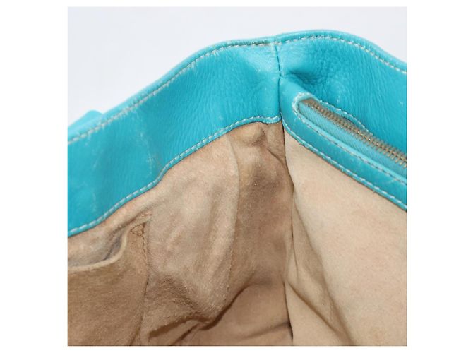 Céline CELINE Boogie Bag Leather Light Blue Gold Auth hk4041 D'oro Blu chiaro - vista 20