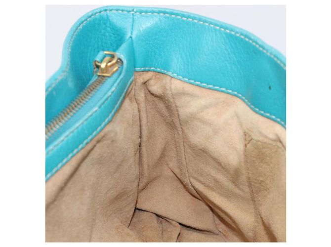 Céline CELINE Boogie Bag Leather Light Blue Gold Auth hk4041 D'oro Blu chiaro - vista 21