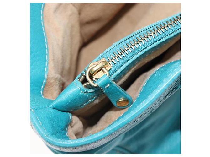 Céline CELINE Boogie Bag Leather Light Blue Gold Auth hk4041 D'oro Blu chiaro - vista 23