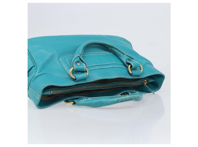 Céline CELINE Boogie Bag Leather Light Blue Gold Auth hk4041 D'oro Blu chiaro - vista 6