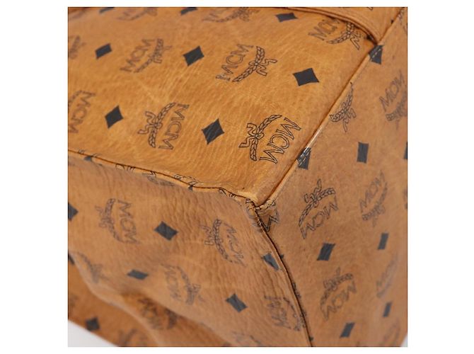 Borsa Tote MCM Vicetos Logogram PVC Leather Brown Gold Auth 198306 Marrone D'oro - vista 14