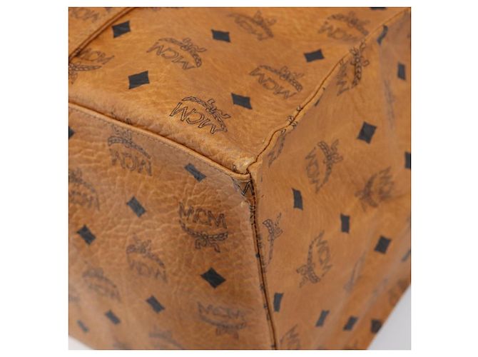 Borsa Tote MCM Vicetos Logogram PVC Leather Brown Gold Auth 198306 Marrone D'oro - vista 15