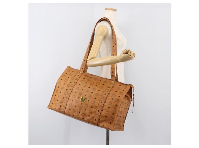 Borsa Tote MCM Vicetos Logogram PVC Leather Brown Gold Auth 198306 Marrone D'oro - vista 23