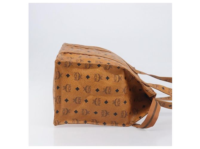 Borsa Tote MCM Vicetos Logogram PVC Leather Brown Gold Auth 198306 Marrone D'oro - vista 3