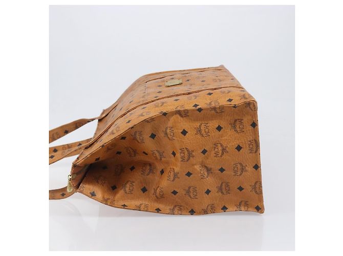 Borsa Tote MCM Vicetos Logogram PVC Leather Brown Gold Auth 198306 Marrone D'oro - vista 4