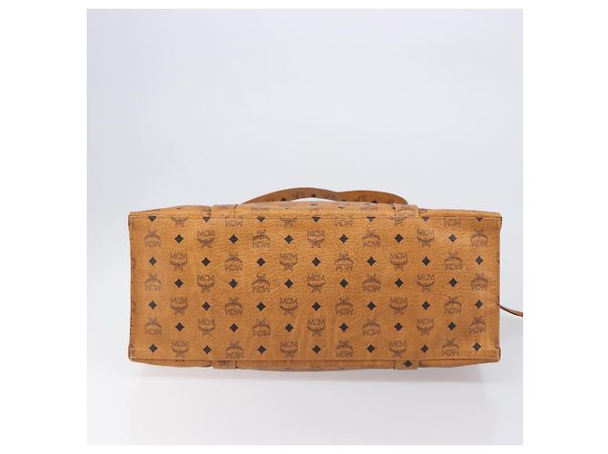 Borsa Tote MCM Vicetos Logogram PVC Leather Brown Gold Auth 198306 Marrone D'oro - vista 5