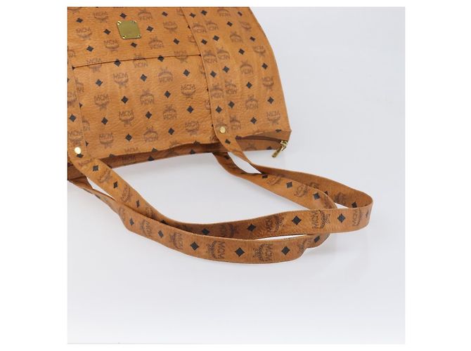 Borsa Tote MCM Vicetos Logogram PVC Leather Brown Gold Auth 198306 Marrone D'oro - vista 7