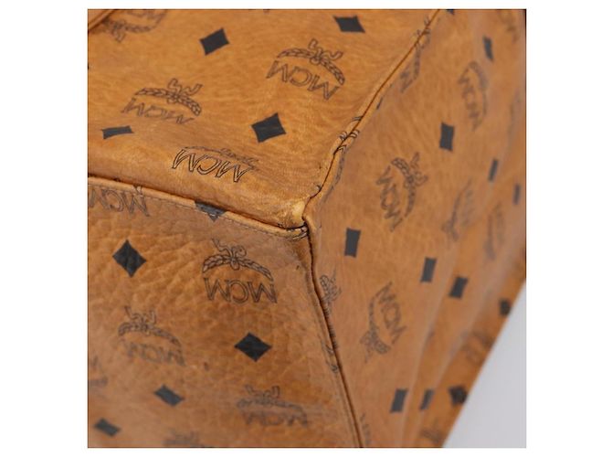 Borsa Tote MCM Vicetos Logogram PVC Leather Brown Gold Auth 198306 Marrone D'oro - vista 9