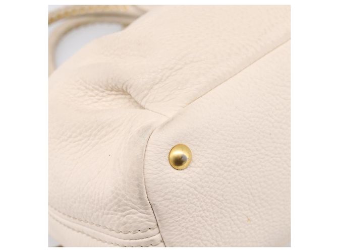 Borsa Miu Miu Vittero Dino Leather 2way Ivory Gold Auth 201929A D'oro Crudo - vista 10