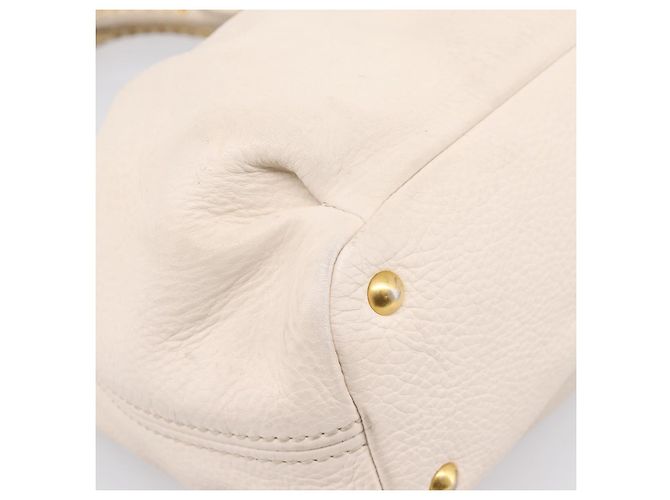Borsa Miu Miu Vittero Dino Leather 2way Ivory Gold Auth 201929A D'oro Crudo - vista 16
