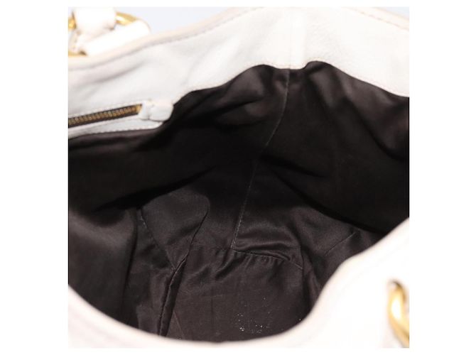 Borsa Miu Miu Vittero Dino Leather 2way Ivory Gold Auth 201929A D'oro Crudo - vista 19