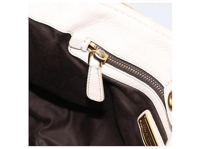 Borsa Miu Miu Vittero Dino Leather 2way Ivory Gold Auth 201929A D'oro Crudo - vista 21