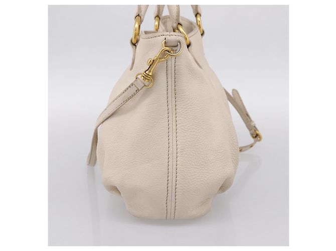 Borsa Miu Miu Vittero Dino Leather 2way Ivory Gold Auth 201929A D'oro Crudo - vista 4