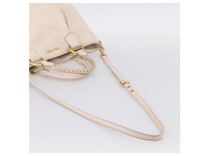 Borsa Miu Miu Vittero Dino Leather 2way Ivory Gold Auth 201929A D'oro Crudo - vista 9