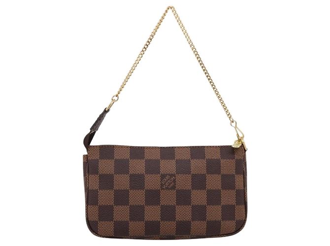 LOUIS VUITTON Damier Ebene Mini Pochette Accessory Pouch N58009 LV Auth 199474V - vista 2