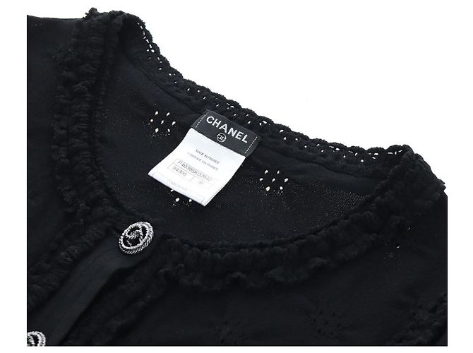 CHANEL Cardigan Jacke Viscose Black CC Auth 199994M Schwarz - Ansicht 12