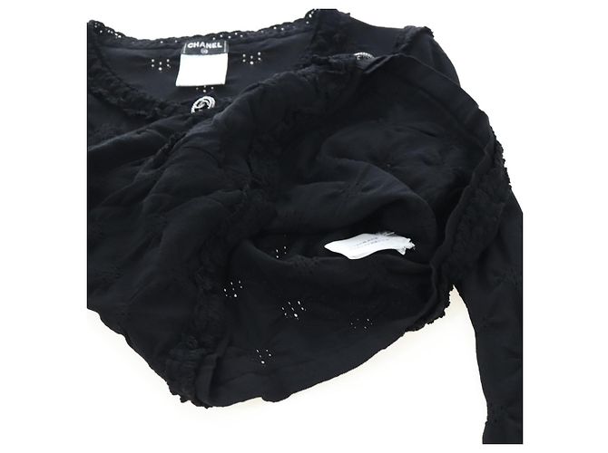CHANEL Cardigan Jacke Viscose Black CC Auth 199994M Schwarz - Ansicht 15
