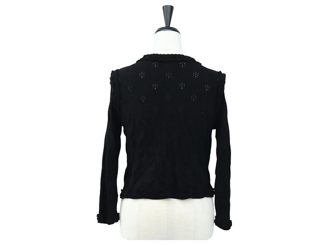 CHANEL Cardigan Jacke Viscose Black CC Auth 199994M Schwarz - Ansicht 2