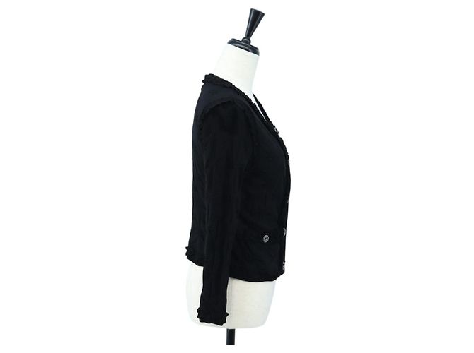 CHANEL Cardigan Jacke Viscose Black CC Auth 199994M Schwarz - Ansicht 4